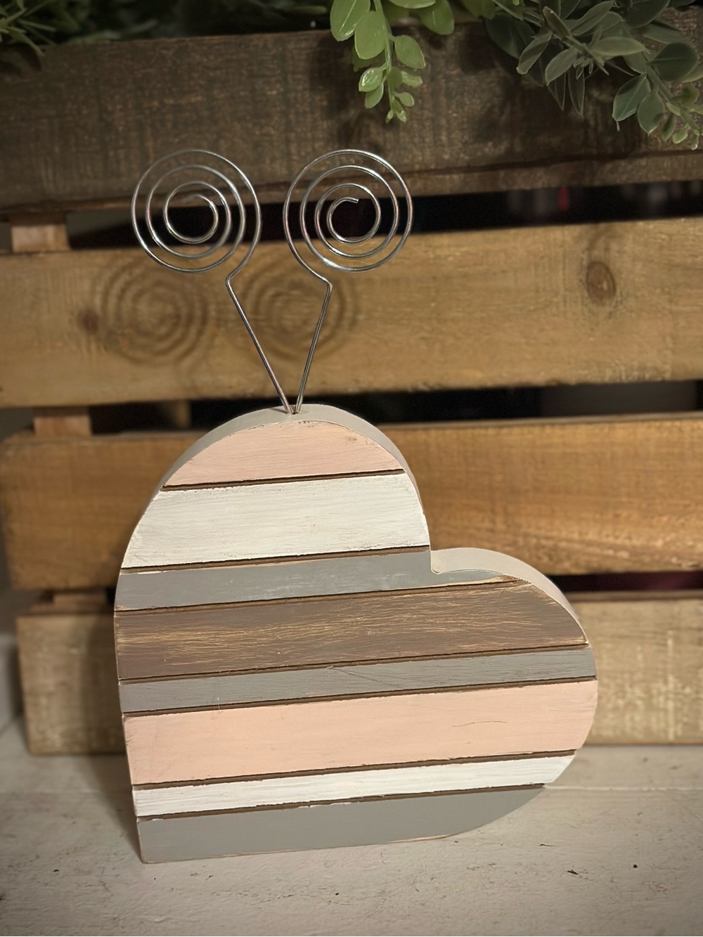Wooden Heart Photo Holder x2 photos